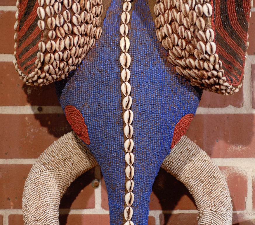 Cameroonian African Mask, Royal Beaded Elephant
