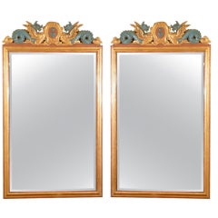 Pair of Large Mirrors with 19th Century Carving