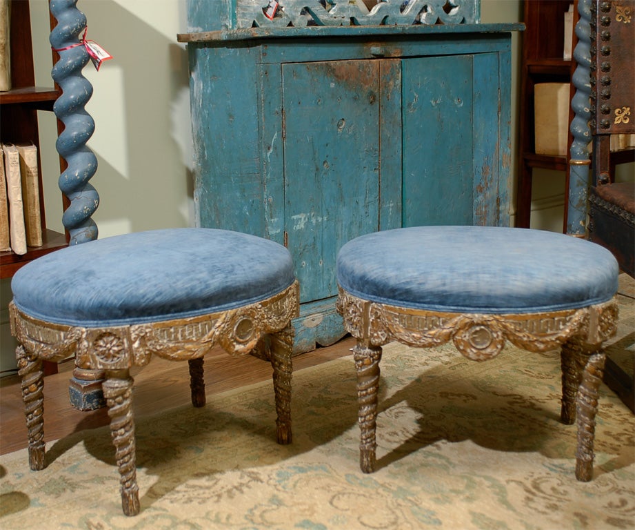 Pair of Italian Oval Stools