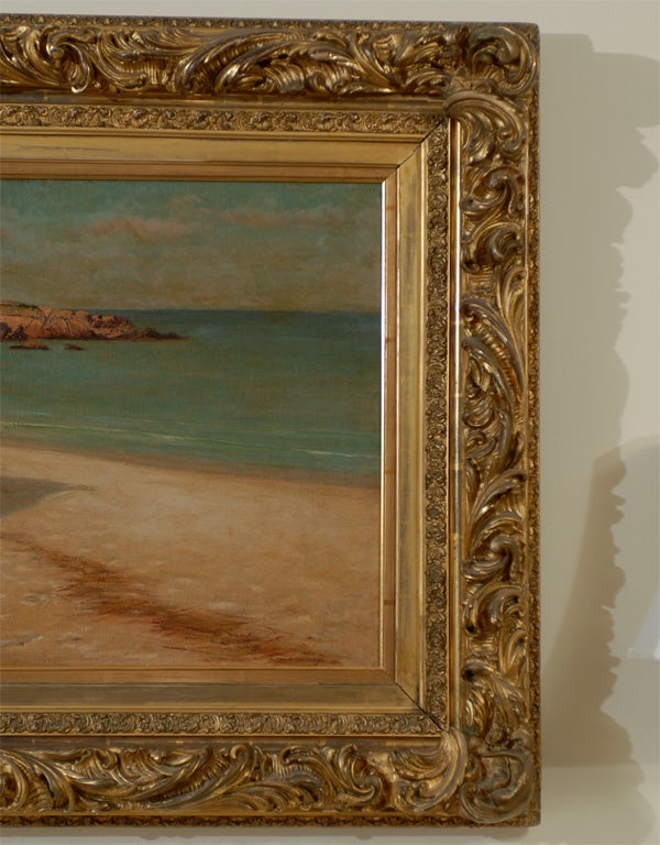 A fabulous oil on canvas painting of Amagansett by American artist Francis Miller.  Signed lower left.  The painting appears to have been gently cleaned at an earlier time, but is in excellent condition.  The frame is magnificent with highly carved