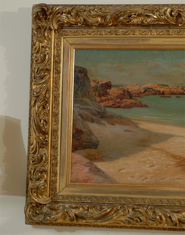 Amagansett Coastal Painting by American Artist in Gilt Frame In Excellent Condition In Los Angeles, CA