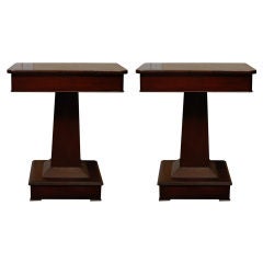 A Pair of Empire Side Tables with Marble Insets