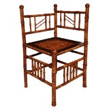 Antique 19th Century English Bamboo Corner Chair
