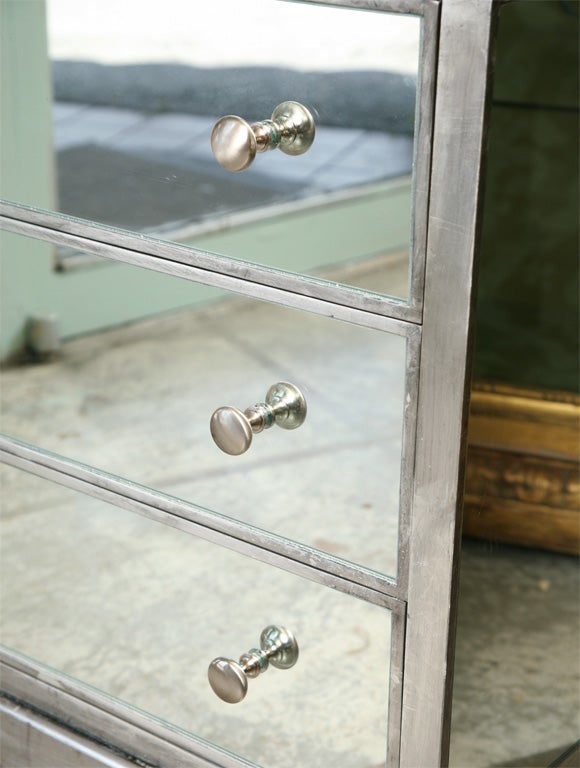 Contemporary Superb Custom Three-Drawer Mirrored Chest For Sale