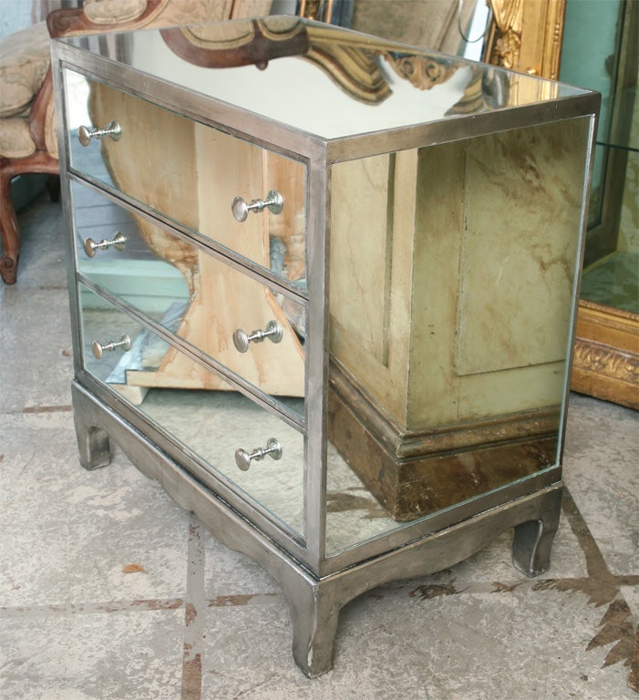 Superb Custom Three-Drawer Mirrored Chest For Sale 2