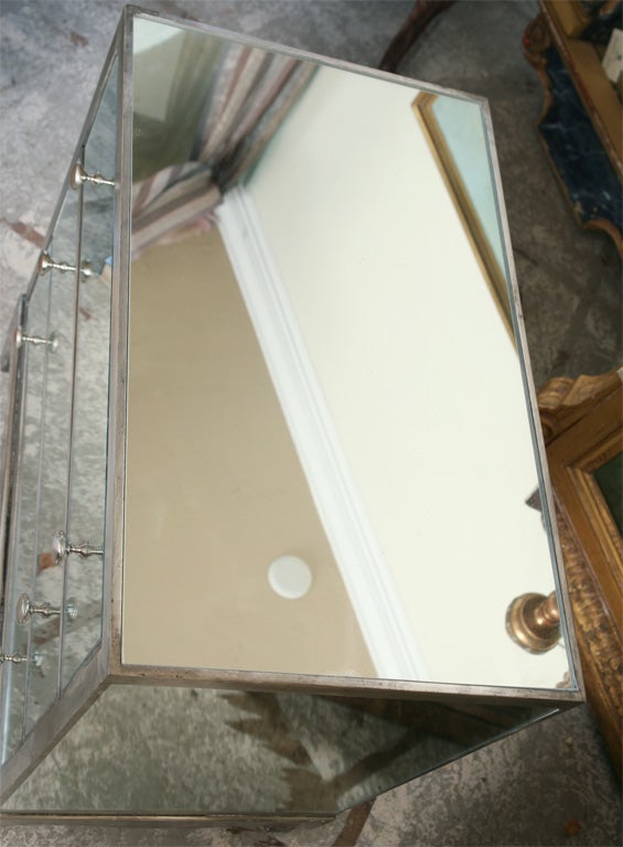 Superb Custom Three-Drawer Mirrored Chest For Sale 3