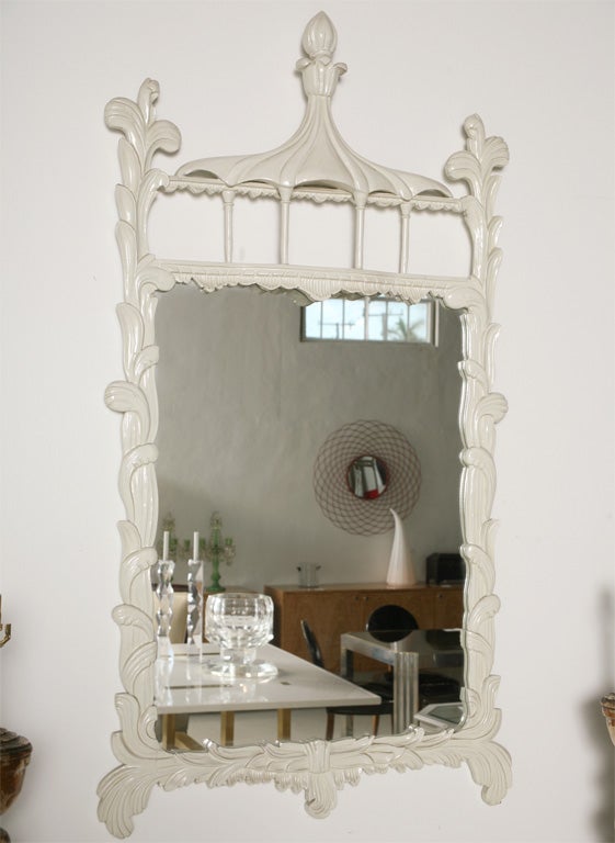 Lacquered Chinoiserie Pagoda Mirror