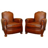 REEDITION PAIR LEATHER ARMCHAIRS
