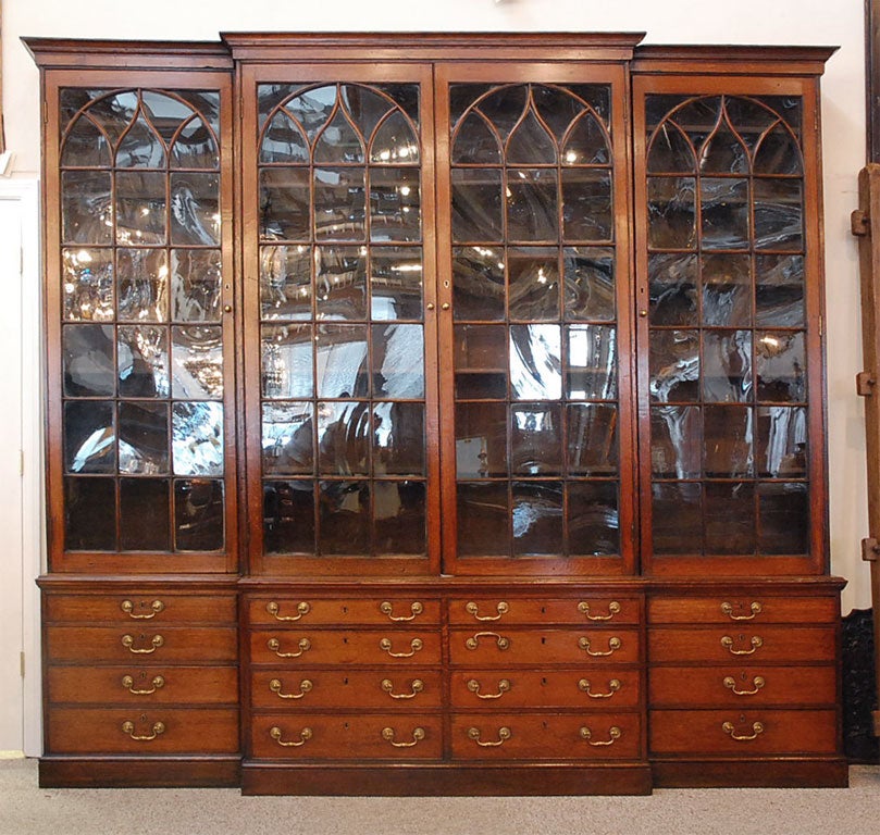 VERY IMPOSING LATE 18TH CENTURY LIBRARY BREAKFRONT  BOOKCASE