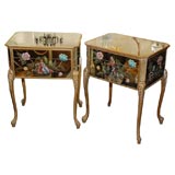Pair of Reverse Painted Side Tables C. 1930