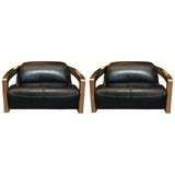 Used Chrome and Leather Love Seats