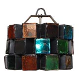 Hand Blown Multi Colored Glass Block Chandelier
