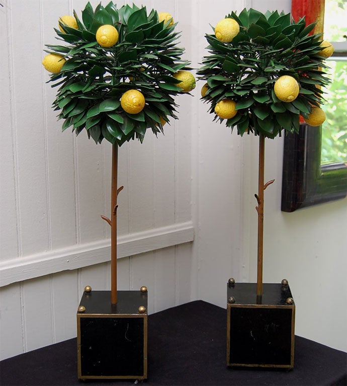Mid-20th Century PAIR OF TOLE TOPIARY IN PLANTERS
