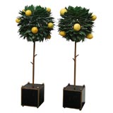 PAIR OF TOLE TOPIARY IN PLANTERS