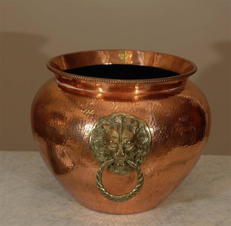 19th Century Hammered Copper Jardiniere