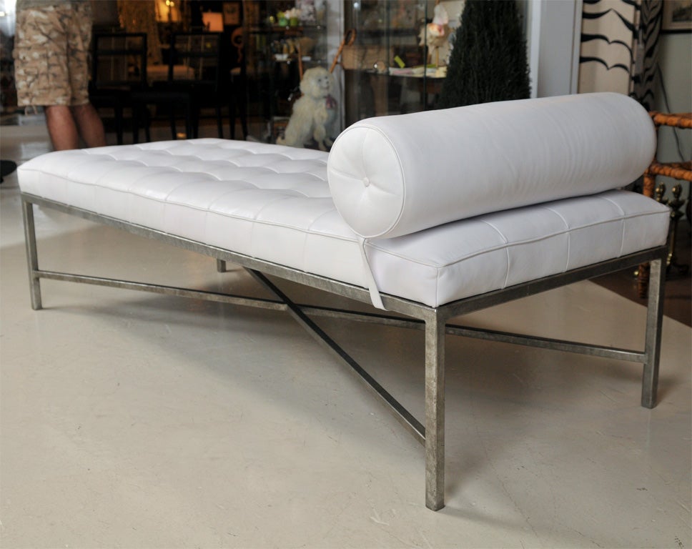 American White Tufted Leather Daybed