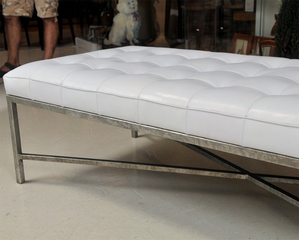 White Tufted Leather Daybed 2