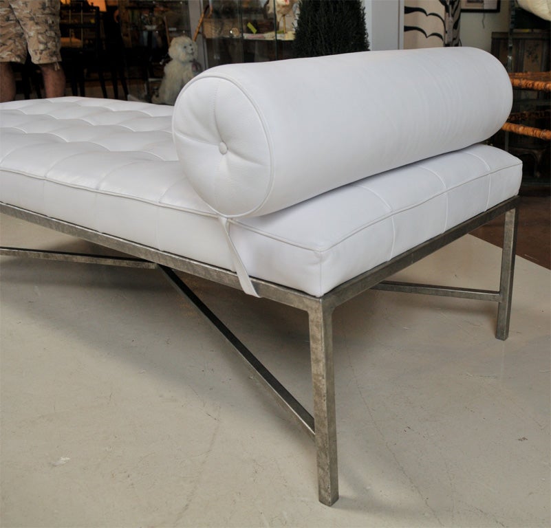 White Tufted Leather Daybed 3