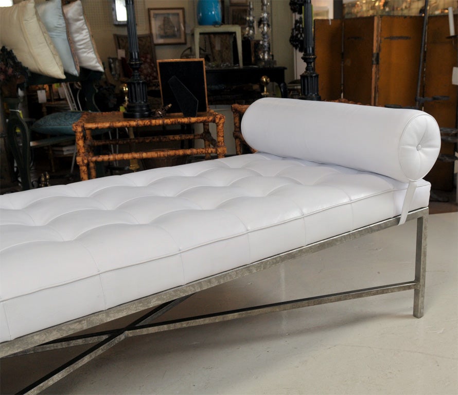 White Tufted Leather Daybed 5