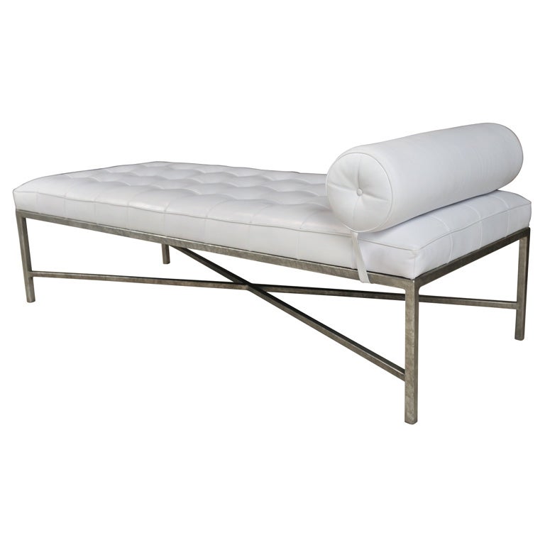 White Tufted Leather Daybed