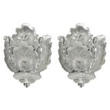 Pair of Lalique Frosted Glass Sconces