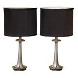 Deco Moderne Silvered Candlestick Table Lamps