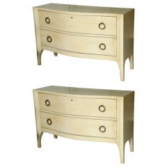 A Pair of Parchment Commodes in the manner of Andre Arbus