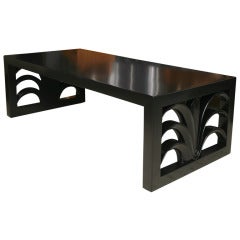A Robsjohn Gibbings Black Lacquer "lotus" low table
