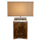 Large Ribbed Mercury Glass Lamp  with Shade