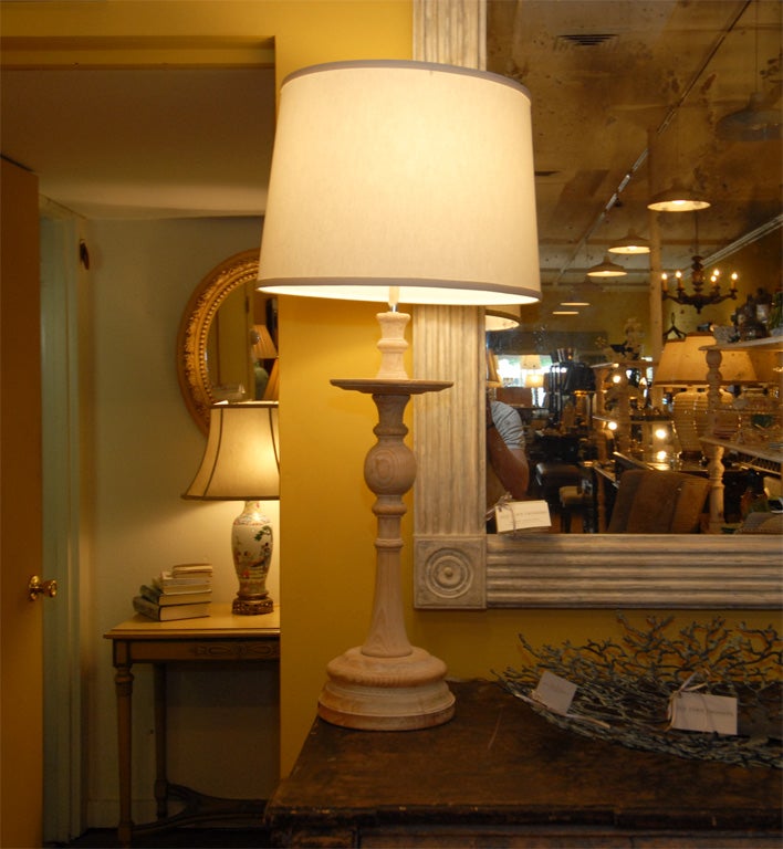 Pair of Limed Oak Candlestick Lamps