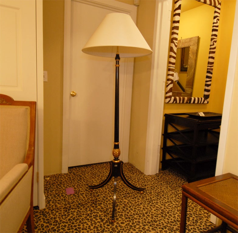 Hand-painted ebonized lacquer floor lamp. Stunning.