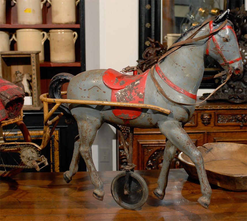 French Antique Horse and Buggy Toy