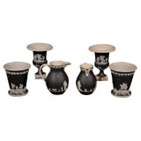 Set of Six Black Jasperware Pieces