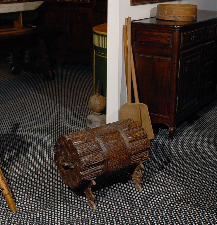 Large  Carved French Log Box