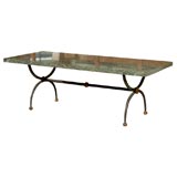 Mid-Century French Iron and Marble Coffee Table, c. 1940