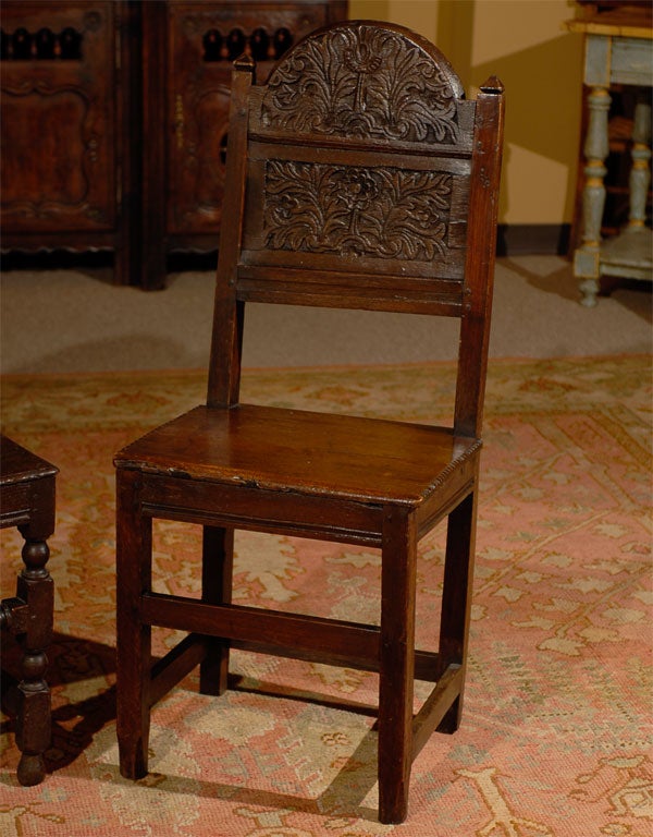 18th Century and Earlier Three Individual 18th C. Carved Oak Chairs, Darbyshire England