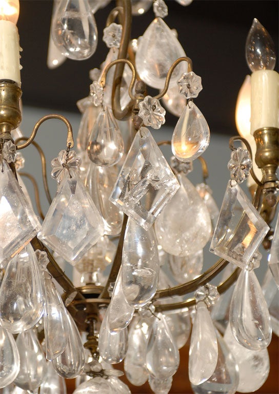 Rare 19th C. French Rock Crystal and Bronze Chandelier, c.1850 For Sale 2