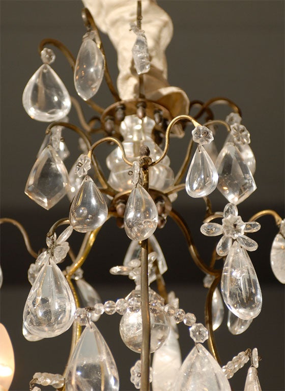 Rare 19th C. French Rock Crystal and Bronze Chandelier, c.1850 For Sale 3