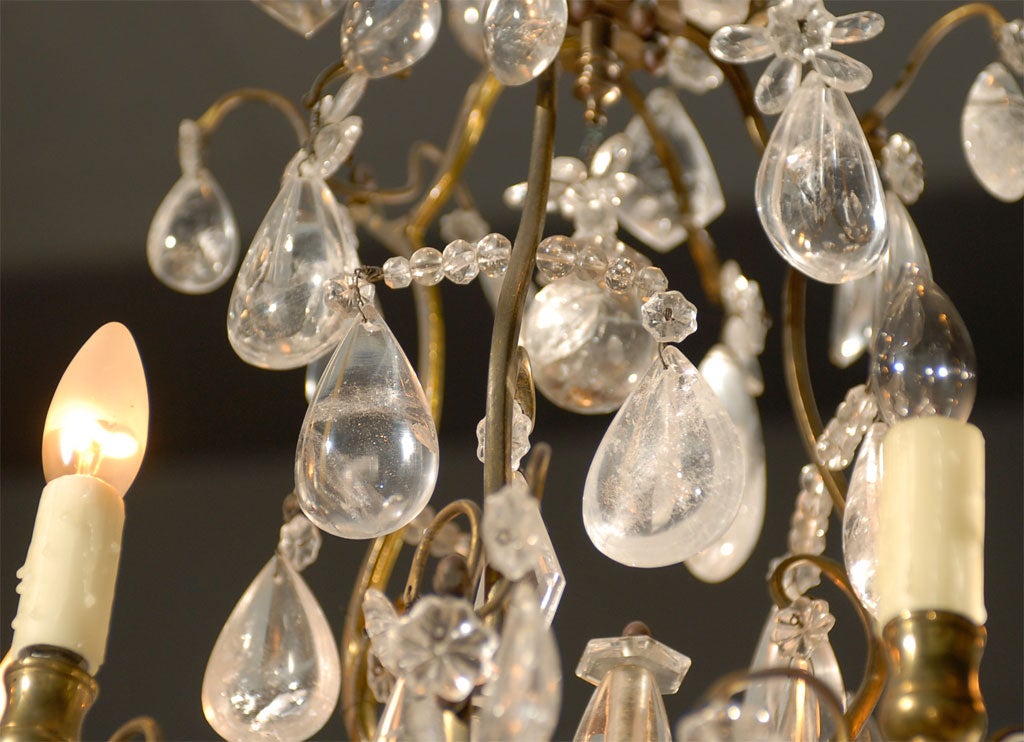 Rare 19th C. French Rock Crystal and Bronze Chandelier, c.1850 For Sale 6