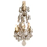 Rare 19th C. French Rock Crystal and Bronze Chandelier, c.1850
