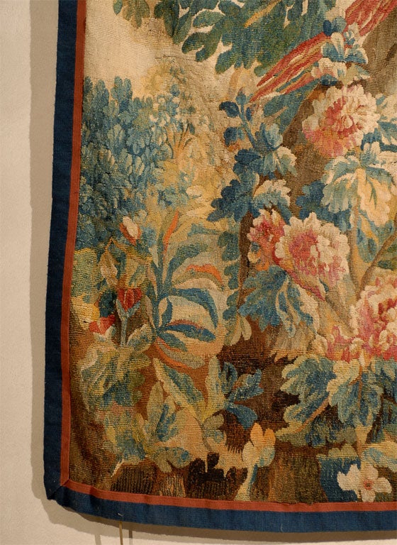 18th Century and Earlier 18th Century Aubusson Tapestry with Parrot and Chateau, c. 1760
