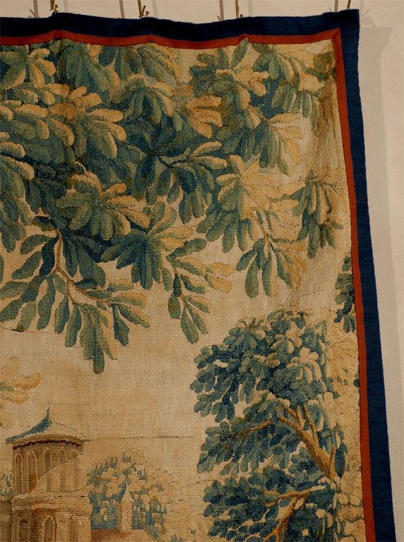 18th Century Aubusson Tapestry with Parrot and Chateau, c. 1760 1