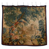 18th Century Aubusson Tapestry with Parrot and Chateau, c. 1760