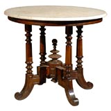 19th Century French Walnut Round Center Table with Marble Top