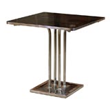 1960s French Square Chrome and Black Lacquer Table