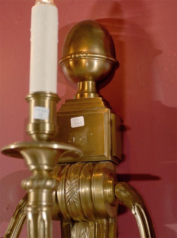 Mid-20th Century Pair of gilt bronze sconces For Sale