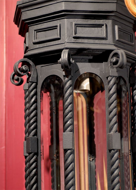 Iron Pair of Gothic style iron lanterns with brackets