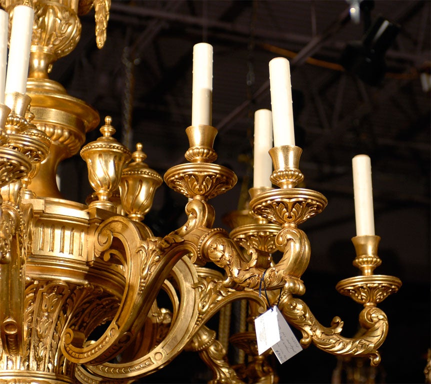 Carved Antique Chandelier. Magnificent Giltwood Chandelier For Sale