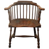 Antique EARLY 18THC WINDSOR LOW BACK CHAIR