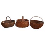 GROUPING OF 3 19TH C. SPLINT OAK BASKETS